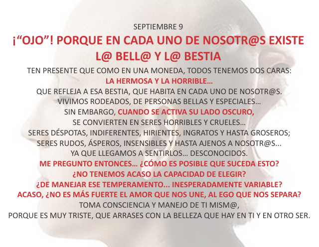 ¡OJO! Porque en cada un@ de nosotr@s existe la bella y la bestia